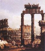 BELLOTTO, Bernardo Capriccio with the Colosseum oil painting artist